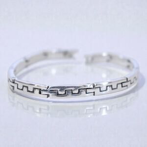 Vintage Taxco Mexico TF-59 Sterling Silver Greek Key Bracelet Chunky 8.5"